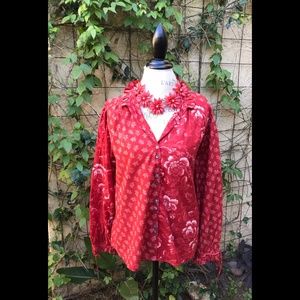 SUNDANCE 100% Cotton Rust Shirt w/ Amazing Details Sz. S